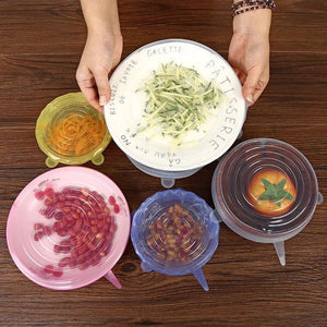 6 Pcs Kitchen Universal Accessories Silicone Reusable Food Wrap Bowl Pot Cover - OneWorldDeals