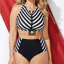 Load image into Gallery viewer, Plus Size S-4XL Front Zipper Swim Bikini - OneWorldDeals