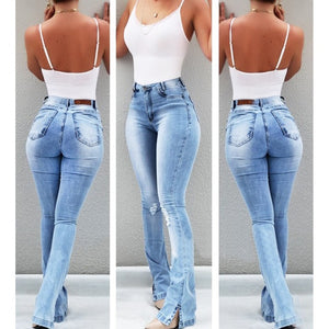 Woman Washed Ripped High Waist Vintage Jeans - OneWorldDeals