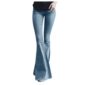 Women Mid Waist Bell Bottom Jeans - OneWorldDeals
