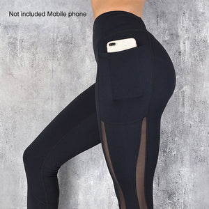 Womens High Waist Mesh Leggings With Pocket - OneWorldDeals